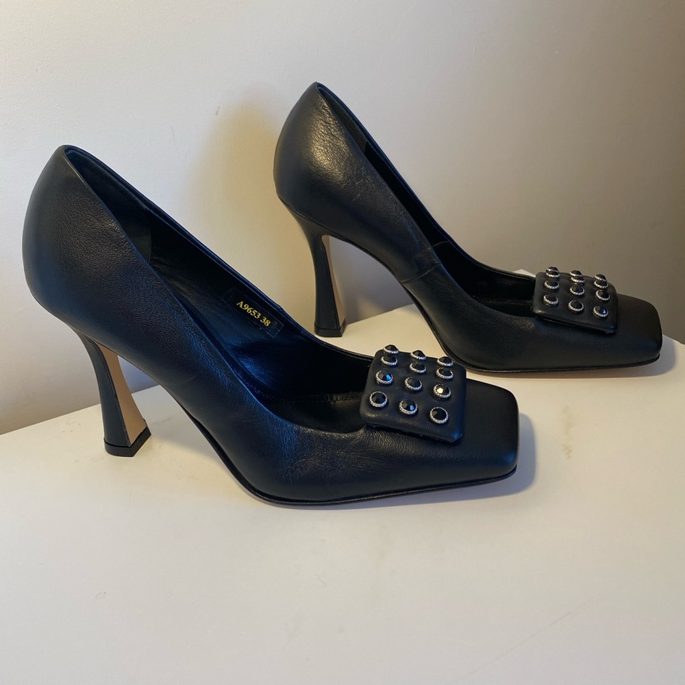 Napoleon black shoes made in Italy Square toe